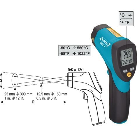 Thermomètre infrarouge Hazet 1991-1 Optique 12:1 -50 - +550 °C étalonné d'usine (sans certificat) C79950