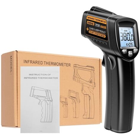 Thermomètre Infrarouge Numérique Industriel, -20°C à 380°C, Écran LCD Rétroéclairé, Mesure de Température Laser Sans Contact pour Cuisine, Pizza, BBQ et Industrie