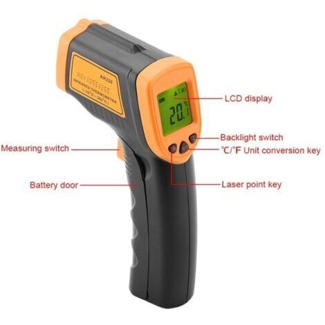 Thermomètre infrarouge numérique SENSOR AR320, écran LCD sans contact, thermomètre infrarouge laser numérique -32 °C à 380 °C (-26 °F à 716 °F)