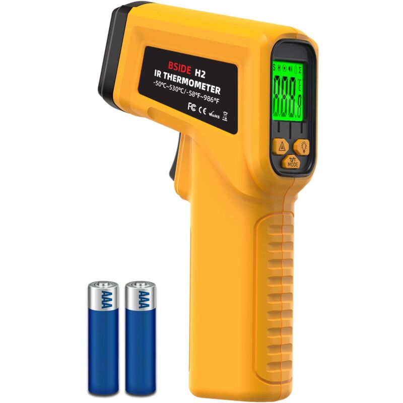 Thermomètre infrarouge, pistolet de température laser avec émissivité réglable pour la cuisson des pizzas, four, cuisine, plaque de cuisson, moteur,