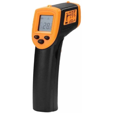 Thermomètre infrarouge portatif sans contact, thermomètre numérique LCD, thermomètre industriel infrarouge, -50 à 600°C/-58 à 1122°F (pas pour les humains) Orange