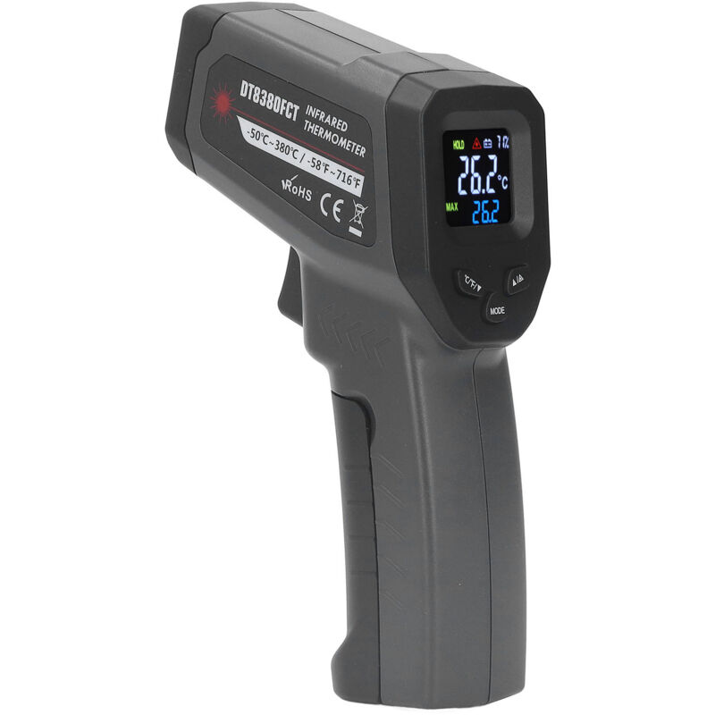 Thermomètre infrarouge pour la cuisson des aliments Pistolet à température Réglable 12: 1 missivité cran LCD rétroéclairé numérique Vert