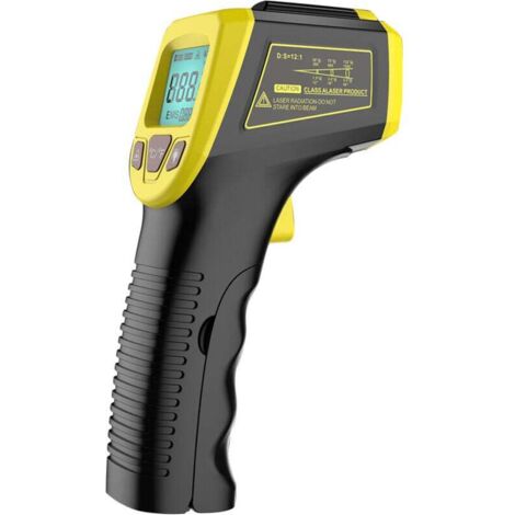 Thermomètre Infrarouge Sans Contact Pistolet Précision Haute -50°C à 600°C Fahrenheit Celsius Ecran LCD Jaune