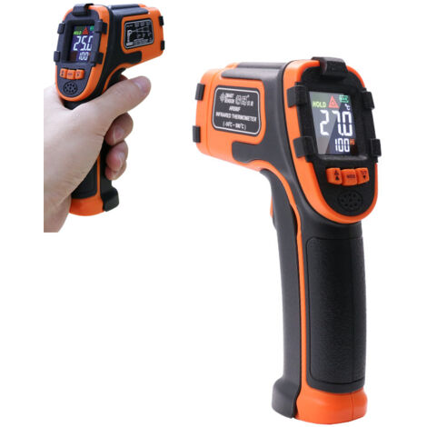 Thermomètre infrarouge sans contact, pistolet thermomètre laser numérique avec écran LCD -50 °C 390 °C (ne convient pas à un usage humain)