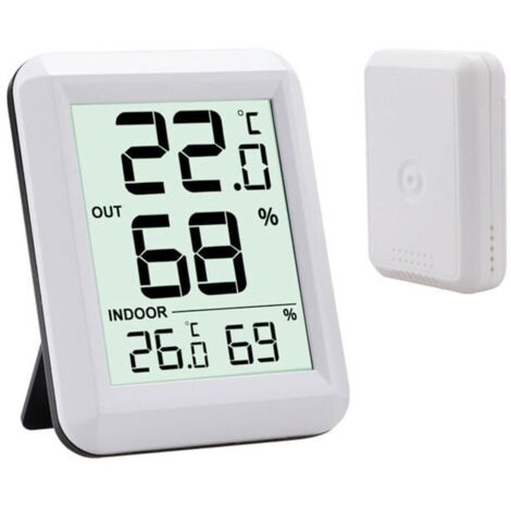 Thermomètre Intérieur et Extérieur sans Fil Connecté, Hygromètre à Affichage LCD, Commutateur ℃/℉