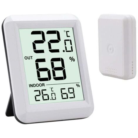 SUNXURY Thermomètre Intérieur et Extérieur, Thermomètre Connecté avec Capteur Extérieure sans Fil, Thermomètre Hygrometre Numérique avec Grand Ecran LCD, Commutateur ℃/℉, pour Bureau, Maison, Chambre