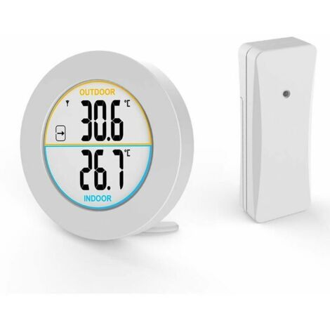 Thermomètre Intérieur et Extérieur, Thermomètre sans Fil Numérique avec Capteurs Sonde, HD Écran LCD Détecteur de Température, Mémoire de Min/Max, Tendance, ℃/℉, Alimenté par Batterie