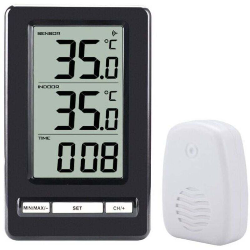 Thermomètre Intérieur et Extérieur, Thermomètre sans Fil Numérique avec Capteurs Sonde, HD Écran LCD Détecteur de Température, Mémoire de Min/Max, ℃/℉