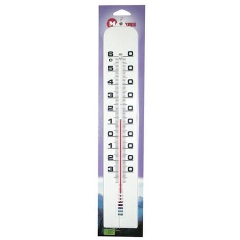 Thermomètre intérieur extérieur 40 cm en PVC sans mercure – Indicateur liquide bleu vif – Graduation large pour lecture facile – Metaltex