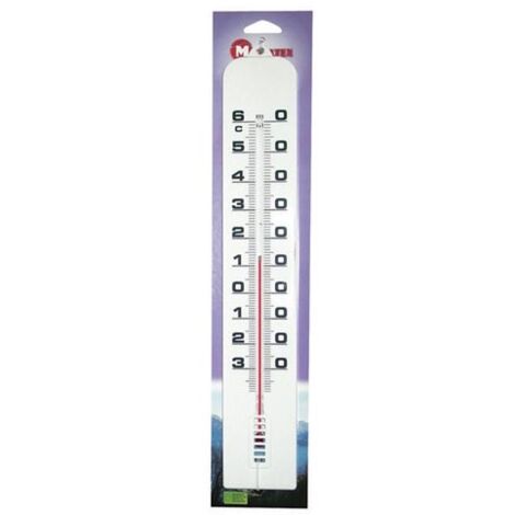 Thermomètre intérieur extérieur 40 cm en PVC sans mercure – Indicateur liquide bleu vif – Graduation large pour lecture facile – Metaltex