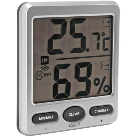Thermomètre Intérieur Extérieur avec Grand Écran, Indicateur de Confort et Enregistrement 24h de Température et Humidité