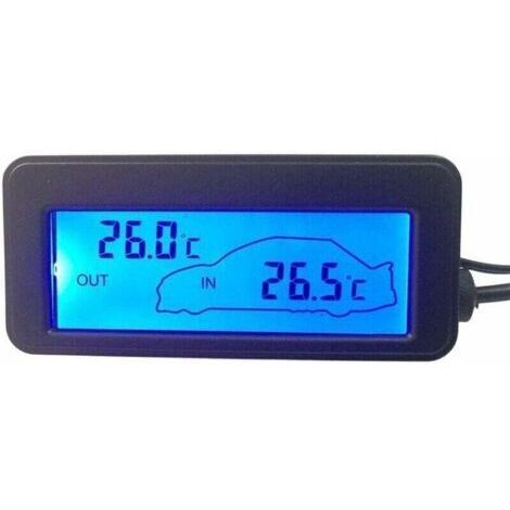 Thermometre Interieur Exterieur pour Voiture 12V Thermomètre Numérique Thermomètre De Voiture Rétro-éclairage Mini Thermomètre LCD Voiture à L'intérieur Thermomètre Extérieur