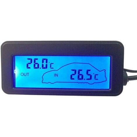 Thermometre Interieur Exterieur pour Voiture DC12V Thermomètre Numérique Thermomètre De Voiture Rétro-éclairage Mini Thermomètre LCD Voiture à L'intérieur Thermomètre Extérieur