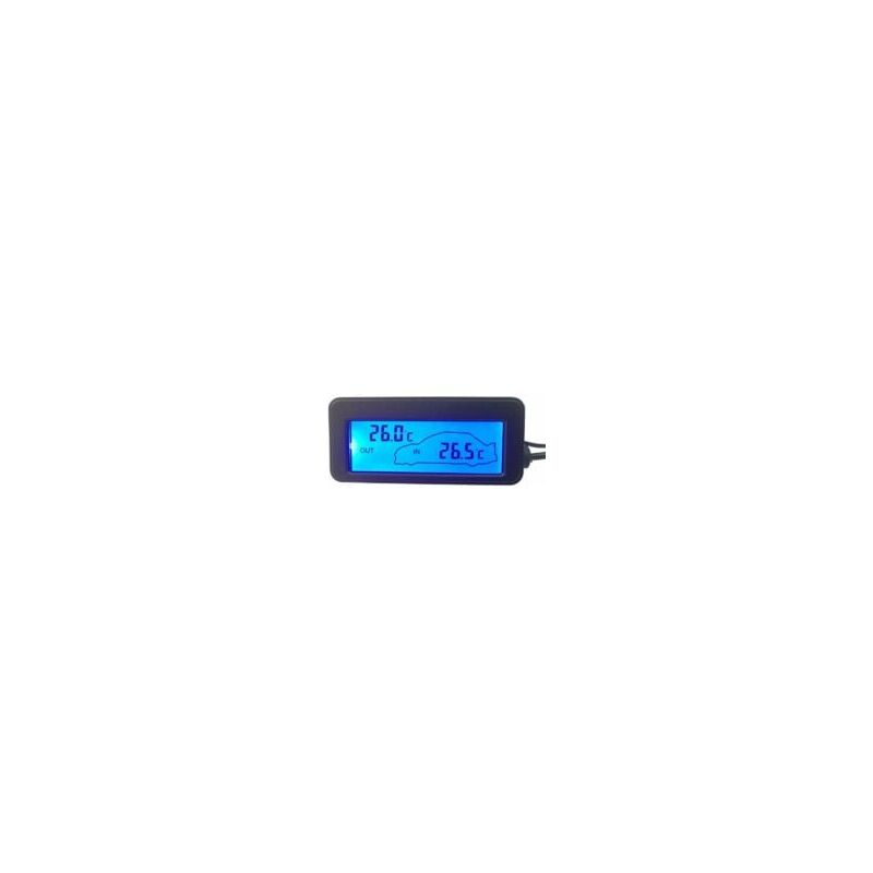 Ensoleille - Thermometre Interieur Exterieur pour Voiture DC12V Thermomètre Numérique Thermomètre De Voiture Rétro-éclairage Mini Thermomètre lcd