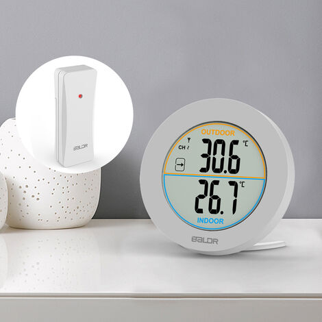 Thermomètre intérieur extérieur sans fil, hygromètre numérique avec rétroéclairage LCD à écran tactile, moniteur de température et d'humidité, portée de 100 m, thermomètre d'ambiance pour maison, serr