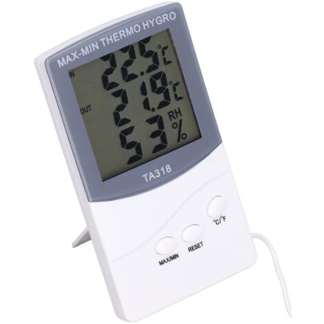 Thermomètre Intérieur Extérieur, Thermomètre De Table De Type Moderne Hygromètre Degrés Réglables Avec Sonde Moniteur De Thermomètre À Capteur De Température Intérieur Extérieur