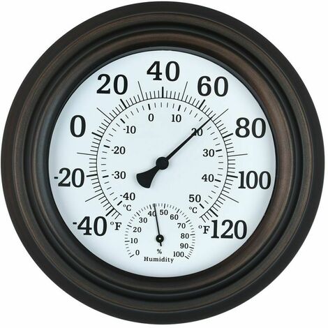 Thermomètre Intérieur Extérieur Un grand thermomètre et hygromètre mural de 8 "pour patio est requis pour vous permettre de voir la température et l'humidité de la journée à distance