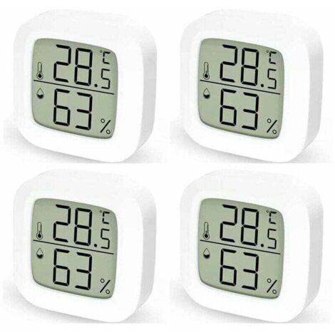 Thermometre Interieur Maison Lot de 4 Thermometre Hygrometre Numérique,Thermomètre Digital pour Chambre à Coucher