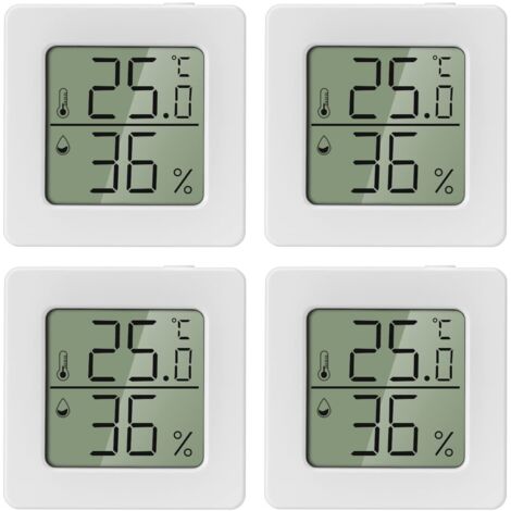 Thermomètre Intérieur Mini Thermometre Interieur Hygrometre Interieur Digital à Haute Précision Temperature Interieur Thermomètre Chambre Bébé Thermometre Interieur Maison pour Maison Bureau 4 PCS