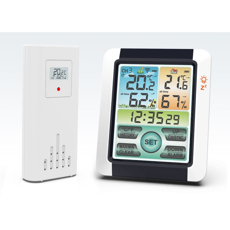 Thermometre interieure et exterieure et compteur d'humidite couleur thermometre a grand ecran
