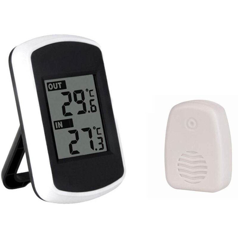 Thermomètre intérieur/extérieur sans Fil, Transmission jusqu'à 100 mètres, Mesure de précision, écran LCD numérique Clair pour Le Bureau à Domicile