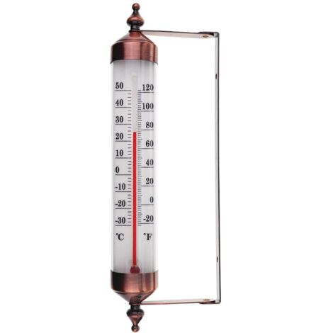 Thermometre Jardin - Bronze - 25x8x3.5 cm - Plage -30 à 50 °C - Précision ±1 °C - Mural Réglable - Extérieur Serre Garage