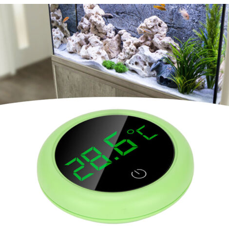 Thermomètre Mini Aquarium Précis pour Poissons Tropicaux - Adhésif Externe Rond Vert - Pile Incluse