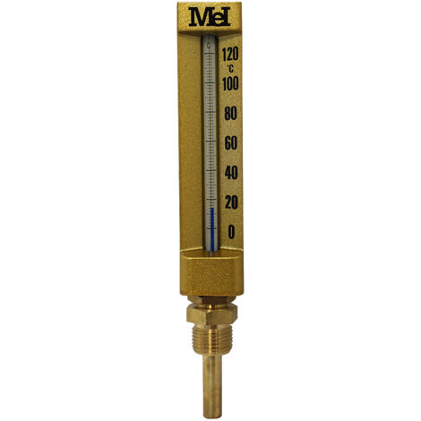 Thermomètre monobloc droit Ø150 1/2" (15/21) - 0 à 120° - Longueur de gaine 50 mm - pour chauffage et climatisation - Arcanaute