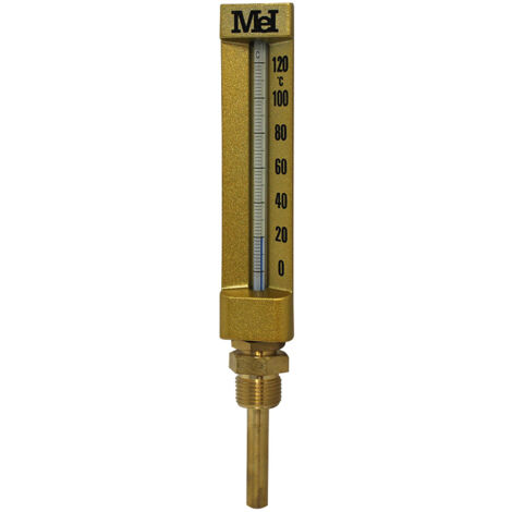 Thermomètre monobloc droit Ø150 1/2" (15/21) - 0 à 120° - Longueur de gaine 63 mm - pour chauffage et climatisation - Arcanaute