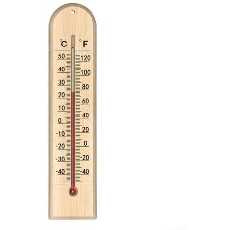 Thermomètre mural en bois pour surveillance de la température intérieure et extérieure, design sans mercure avec lisibilité claire, pour serre domestique (A)