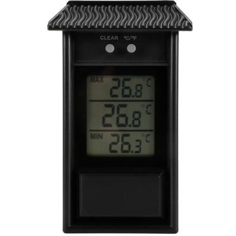 Thermomètre mural numérique pour serre, affichage température minimale et maximale, fonction mémoire, IP45 résistant aux intempéries, noir
