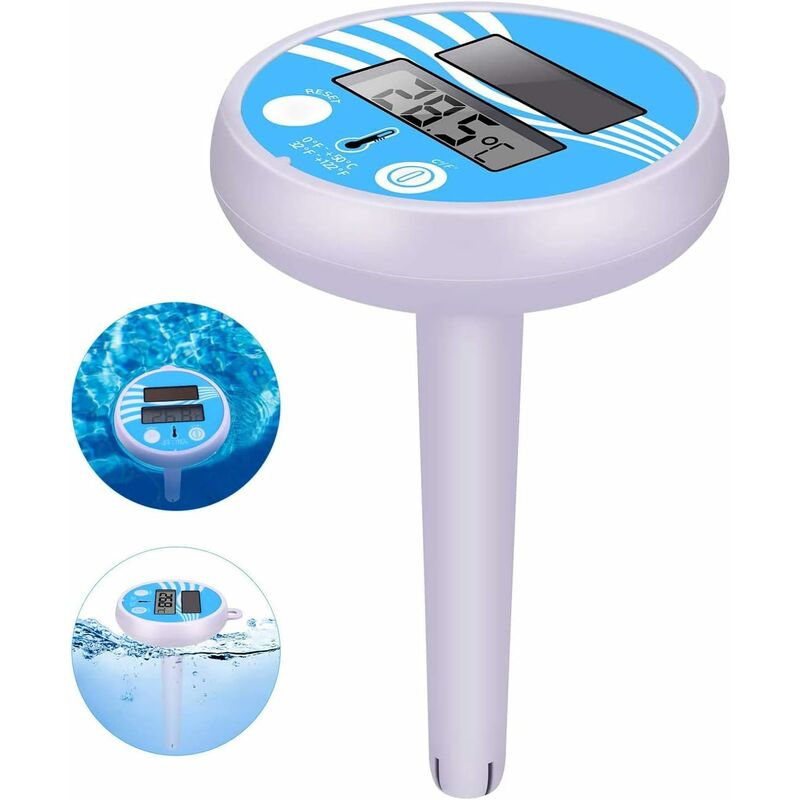 DPZO Thermomètre numérique à énergie solaire Thermomètre de piscine flottant, facile à lire et thermomètre résistant aux chocs pour toutes les