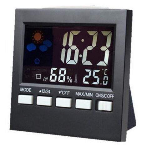 Thermomètre numérique avec réveil et écran LCD, intégré à un hygromètre. Thermomètre mural d'intérieur avec capteur précis de température et d'humidité, idéal pour le bureau et la maison.