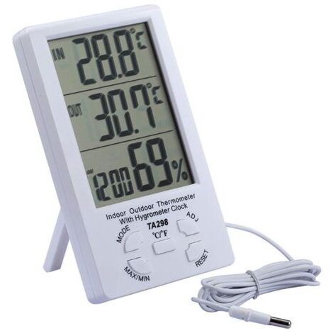 Thermomètre numérique de haute précision avec grand écran et sonde pour une utilisation intérieure et extérieure, grand écran LCD