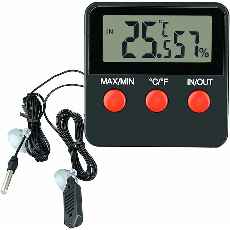 Thermomètre Numérique Hygromètre lcd Jauge de Température et Humidité pour Animaux Domestiques Incubateur, Réservoir Thermomètre numérique sur
