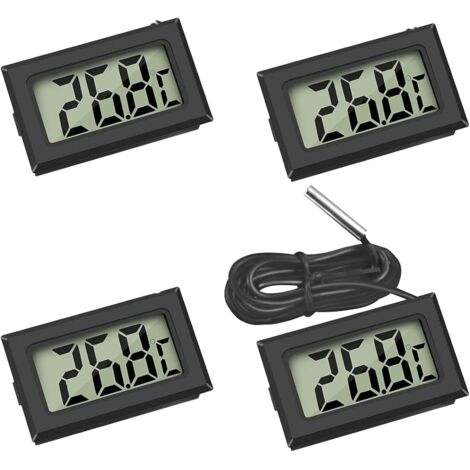 Thermomètre numérique LCD 4 pouces : Moniteur de température avec sonde externe (pour réfrigérateur, congélateur, chambre froide, aquarium)
