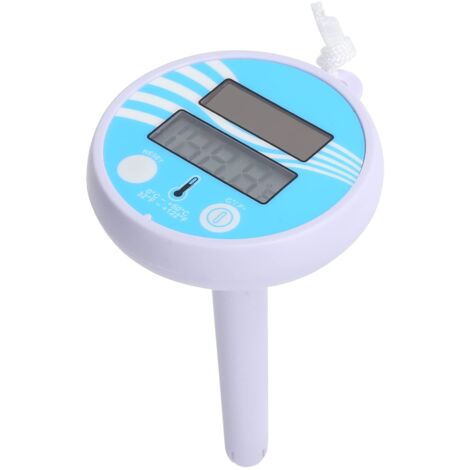 Thermomètre numérique LCD à énergie solaire — Grand modèle flottant, facile à lire, pour la température de l'eau — Résistant aux chocs, avec cordon