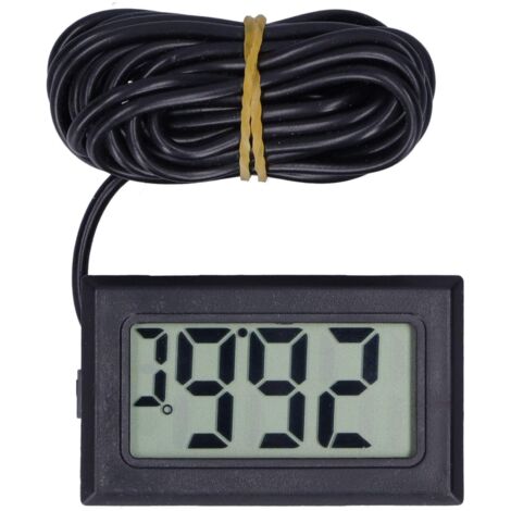 Thermomètre Numérique LCD NPT, Mini Moniteur Électronique de Température À Écran Lcd Filaire -50 À 110 °C, Instrument de Mesure Avec Sonde Externe, pour Réfrigérateur, Congélateur, Aquarium (Noir)
