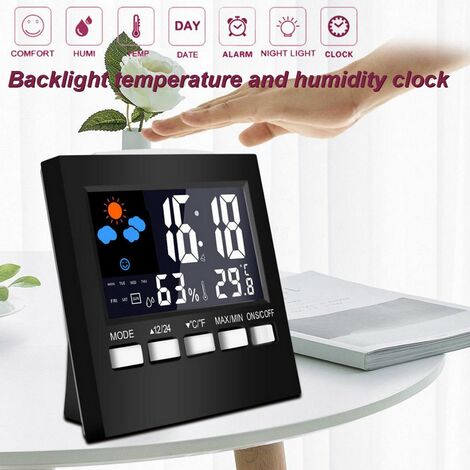 Thermomètre numérique LCD, Station météo, horloge de bureau, alarme, calendrier, hygromètre numérique pour la maison,CHINA