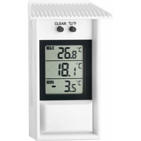 thermomètre numérique Maxima-Minima, 30.1053, résistant aux intempéries, utilisable à l'intérieur ou à l'extérieur, blanc