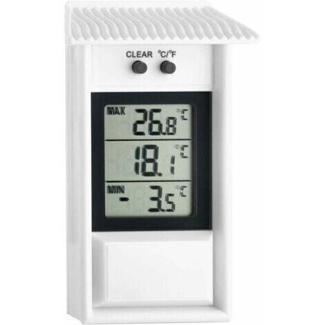 Thermomètre numérique Maxima-Minima, résistant aux intempéries, convient à une utilisation intérieure et extérieure, blanc