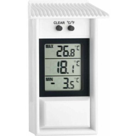 Thermomètre numérique Maxima-Minima, résistant aux intempéries, convient à une utilisation intérieure et extérieure, blanc