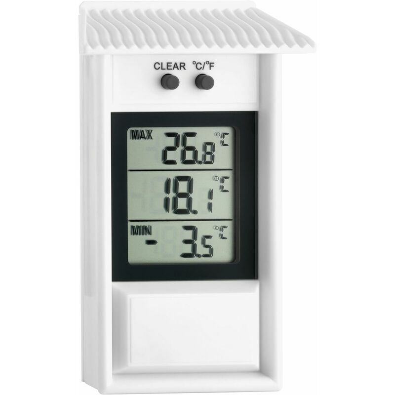 Thermomètre numérique Maxima-Minima, résistant aux intempéries, utilisable à l'intérieur ou à l'extérieur, blanc