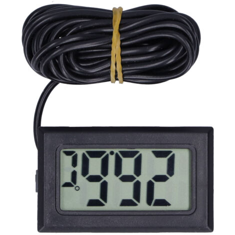 Thermomètre numérique mini LCD avec sonde filaire pour mesure de température FY13001 noir