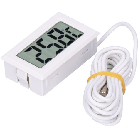 Thermomètre numérique miniature avec écran LCD et sonde filaire FY13001 blanc