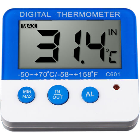 Thermomètre numérique pour réfrigérateur avec alarme et température minimale maximale, écran LCD facile à lire, réfrigérateur congélateur pour intérieur et extérieur