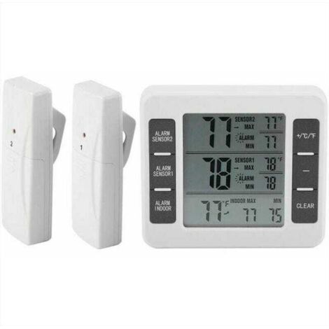 Thermomètre numérique pour réfrigérateur et congélateur avec alarme sonore et capteur sans fil, affichage Min/Max