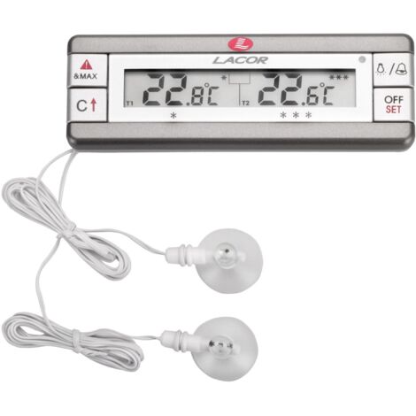Thermomètre numérique pour réfrigérateur et congélateur – Plage de mesure -40° C à 70° C – Alarme sonore et lumineuse – Fixation par aimant