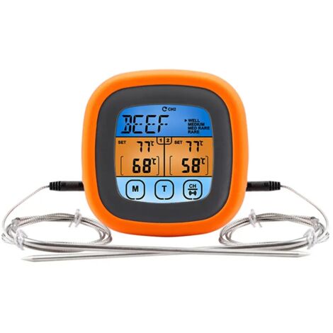 Thermomètre numérique pour viande, grill et cuisson des aliments, avec 2 sondes, pour four, barbecue et mijotage.-AquaForge