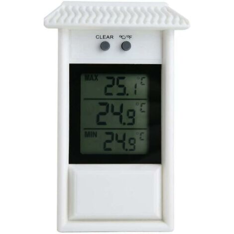 Thermomètre numérique résistant aux intempéries, design classique, mesure précise pour l'intérieur ou l'extérieur, convient pour le jardin, la serre, la chambre de culture, blanc